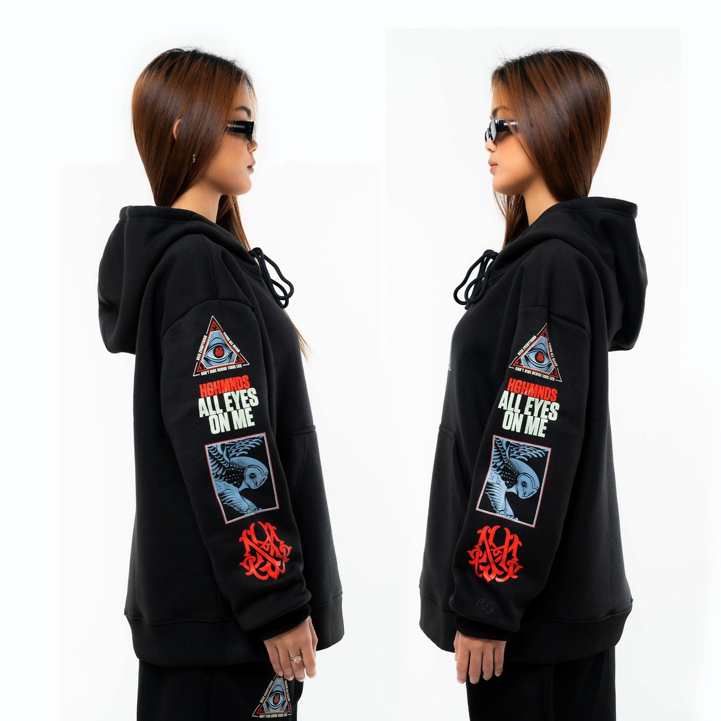All Eyes Fleece Hoodie - Premium Silkscreen Printed Design